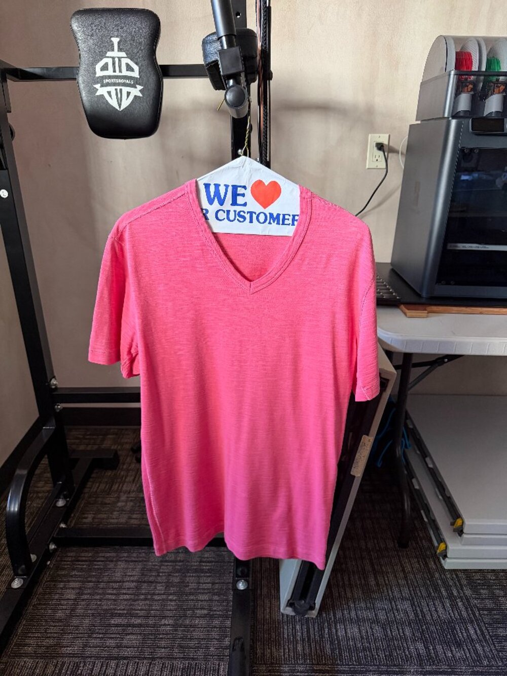 BOSS Hugo Boss Men’s Pink Regular Fit V-Neck T-Shirt Made in Peru1